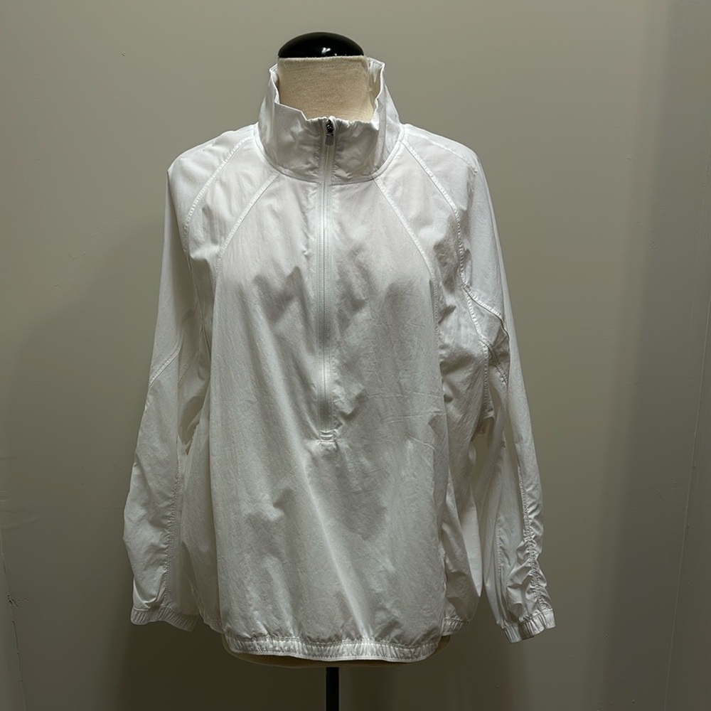 Athleta Grace Half Zip Jacket Top Windbreaker White Nylon Women 1X